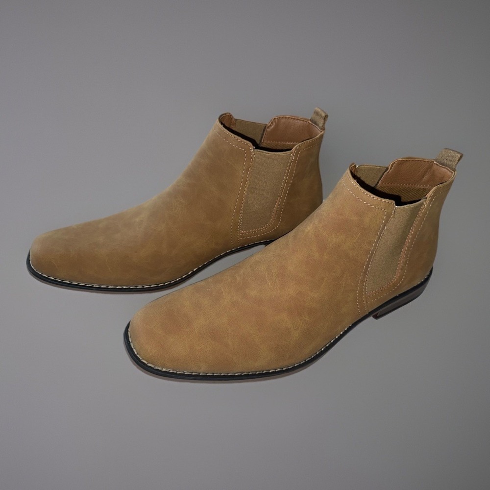 NEW Perry Ellis Boots Tan Chris Chelsea Ankle Dress Work Office Men's Size 11
